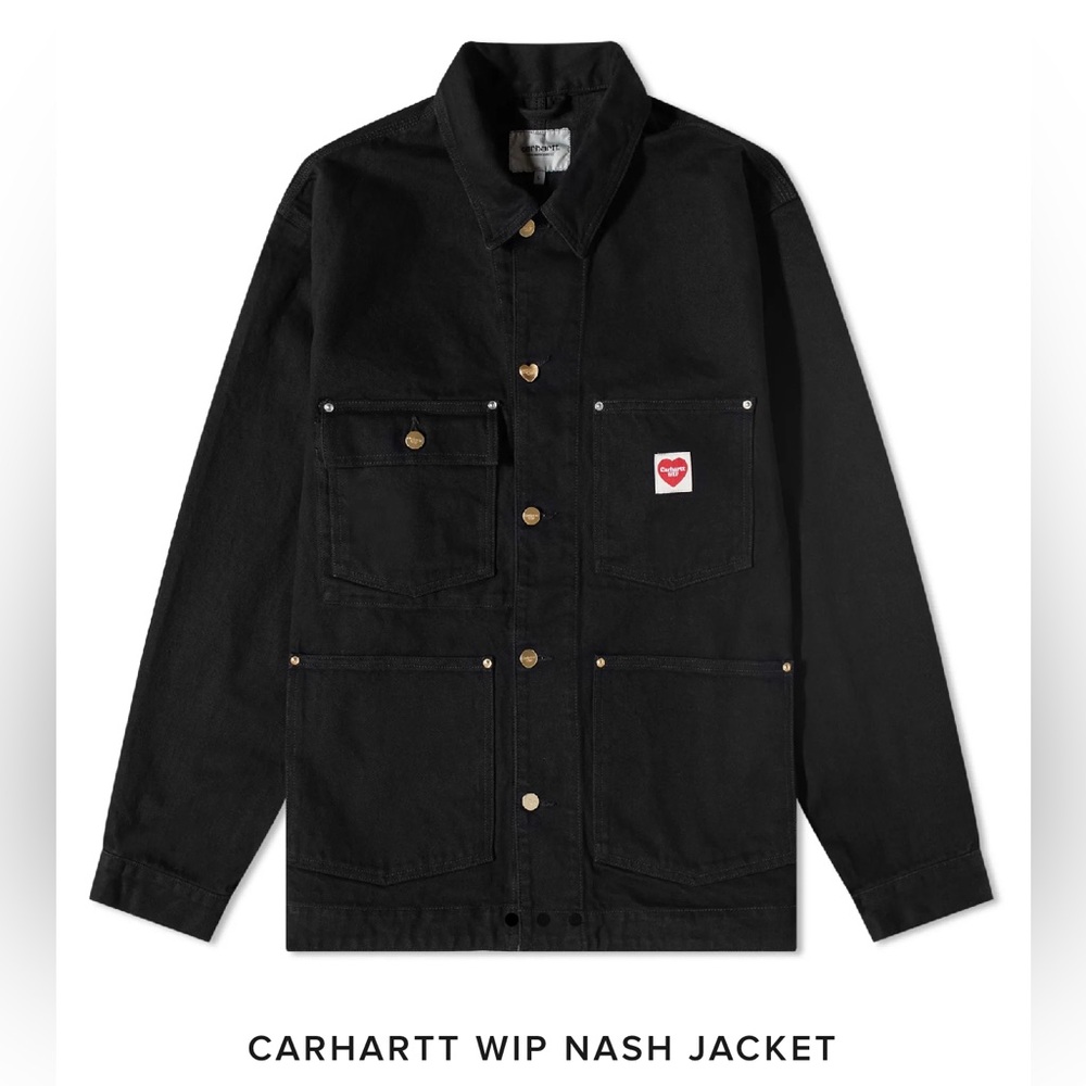 Carhartt WIP Black Denim Nash Jacket with Heart Large